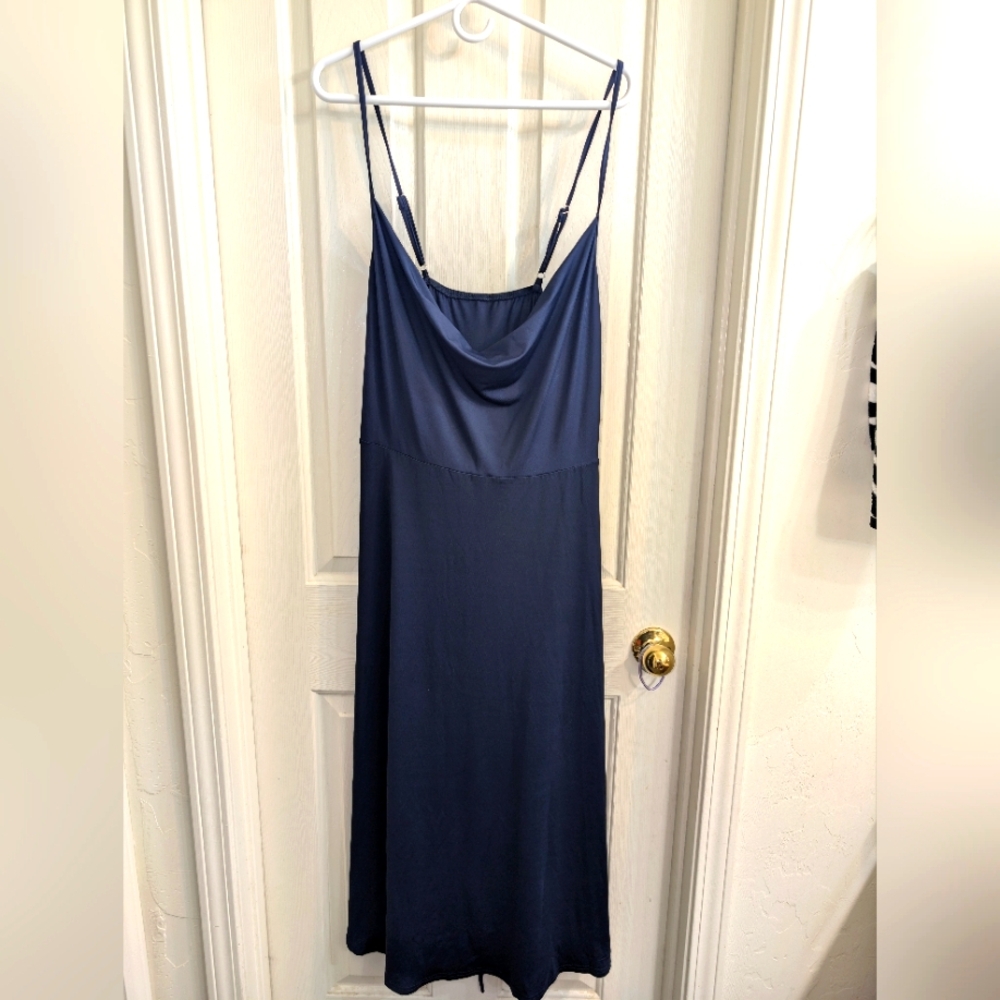 NWT XL Cider Navy Blue Thin Strap Criss Cross Tie  Back